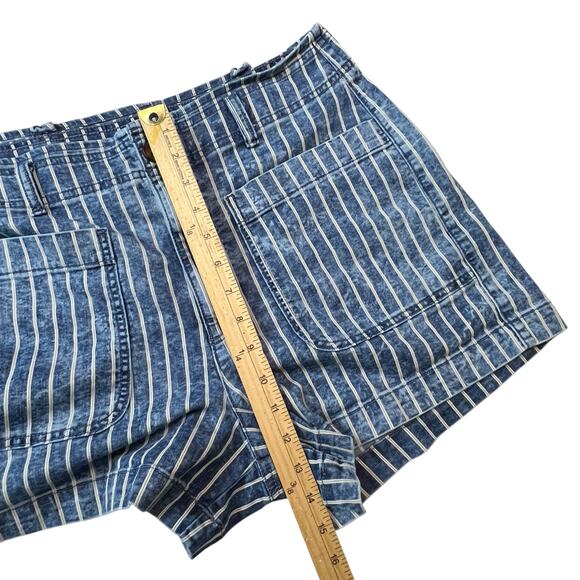American Eagle Shorts Size 14 Striped Shorts Blue White Removable Tie Belt - Picture 5 of 8